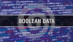 Boolean data with Abstract Technology Binary code Background.Digital binary data and Secure Data Concept. Software