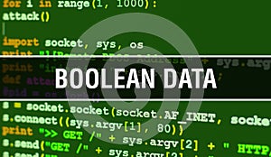 Boolean data with Binary code digital technology background. Abstract background with program code and Boolean data. Programming