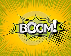 Boom. Background with Boom comic book explosion vector design pattern