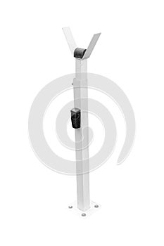 Boom barrier arrow catcher with photocell isolated on white background