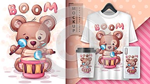 Boom bear - poster and merchandising.