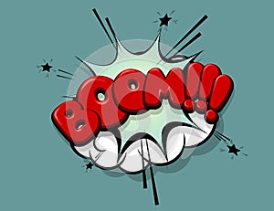 Boom bomb comic text speech bubble pop art