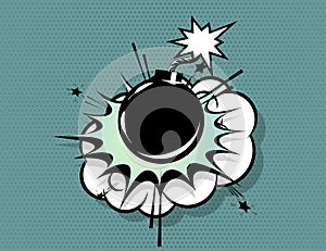 Boom bomb comic text speech bubble pop art