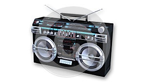 Boom Box Cassette Player, audio equipment isolated on white