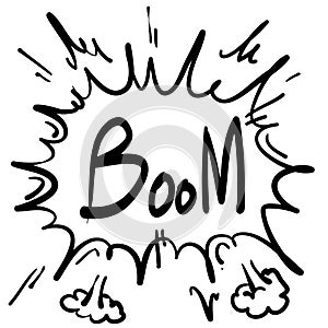 Boom bubble speech hand drawing style doodle with text for banner, poster, web