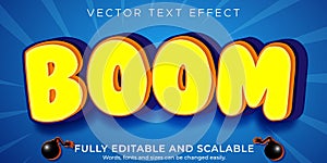 Boom cartoon text effect  editable comic and funny text style