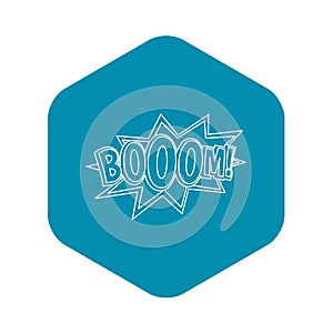 Boom, comic book explosion icon, outline style