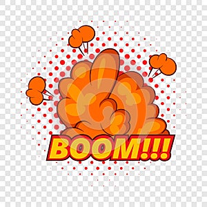 Boom, comic book explosion icon, pop art style