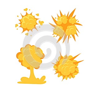 Boom Explode Effect Set. Explosions Collection. Bomb and dynamite explode effect