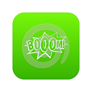 Boom, explosion bubble icon digital green