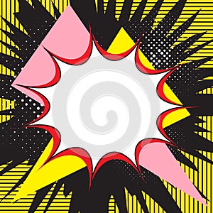 Boom pop art explosion speech bubble. For comic book and manga. Text banner. Vector bright dynamic cartoon illustration