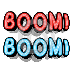 Boom - retro lettering with shadows on a white background.