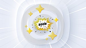 Boom sale sticker. Discount banner shape. Neumorphic offer 3d banner, coupon. Vector