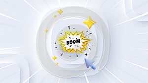 Boom sale sticker. Discount banner shape. Neumorphic offer 3d banner, poster. Vector