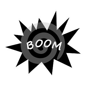 Boom, speech bubble. Banner, speech bubble, poster and sticker concept, memphis geometric style with text Boom. Message speech bub