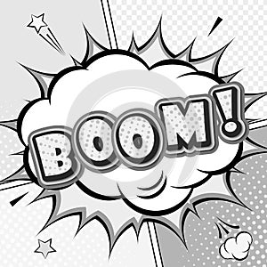 Boom. Vector comic book, speech bubble, explosion. Pop Art