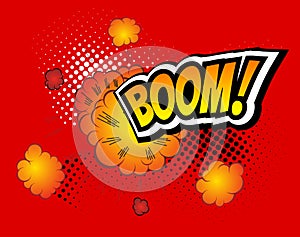 Boom. Vector Retro Comic Speech Bubble, Cartoon Comics Template. Mock-up of Book Design Elements. Sound Effects, Colored