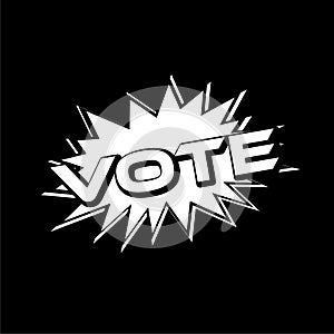 Boom Vote comic text speech bubble isolated on dark background