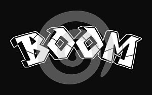 Boom word trippy psychedelic graffiti style letters.Vector hand drawn doodle cartoon logo boom illustration. Funny cool
