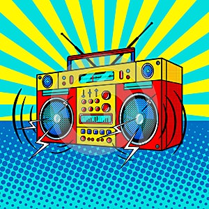 Boombox comic book style vector illustration