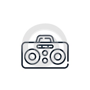 boombox vector icon isolated on white background. Outline, thin line boombox icon for website design and mobile, app development.