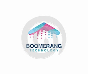 Boomerang Technology logo vector. Pixel technology vector