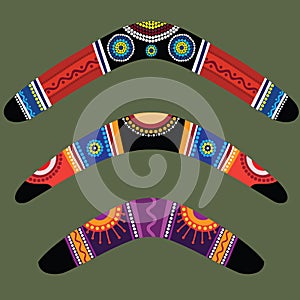 Boomerangs with aboriginal design photo