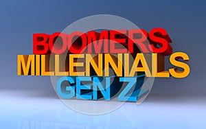 boomers millennials gen z on blue