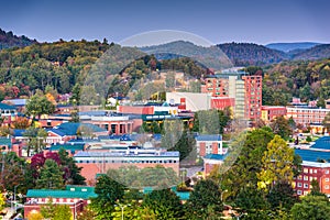 Boone, North Carolina, USA campus and town skyline