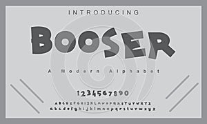 Booser font. Elegant alphabet letters font and number.