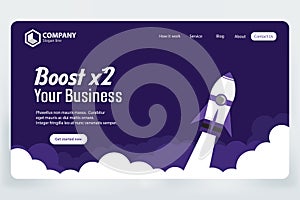 Boost Business Website Landing Page Vector Template Design Concept