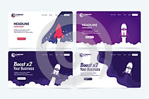 Boost Business Website Landing Page Vector Template Design Concept