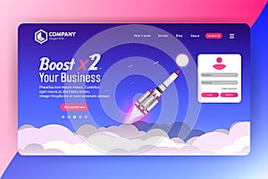 Boost Business Website Landing Page Vector Template Design Concept