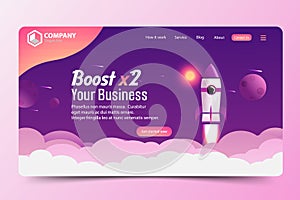 Boost Business Website Landing Page Vector Template Design Concept