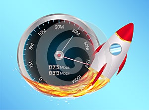 Boost internet speed meter with toy rocket