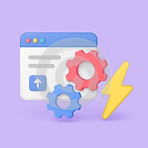 3D Website Speed Optimization Concept Vector Art