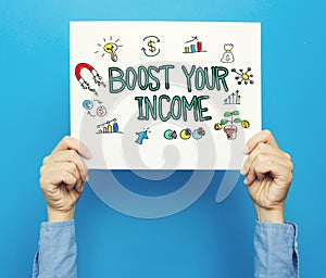 Boost Your Income text on a white poster