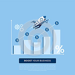 Boosting business concept. Business growth with successful financial strategy