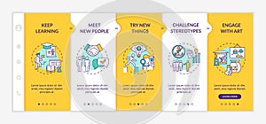 Boosting creative thinking tips onboarding vector template