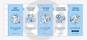 Boosting creative thinking tips onboarding vector template