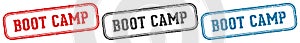 boot camp stamp. boot camp rectangular stamp set isolated on white background