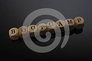 Boot camp word cube with reflection background photo