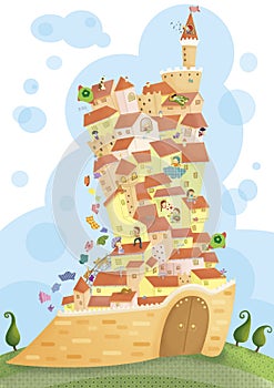 Boot castle illustration