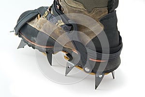 Boot with crampons. photo