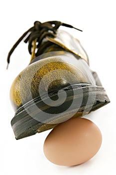 Boot crushing an egg
