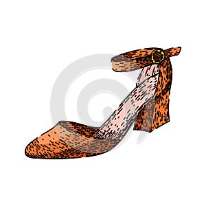 boot high heel shoes sketch hand drawn vector