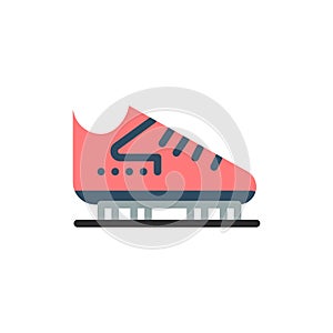 Boot, Ice, Skate, Skates, Skating  Flat Color Icon. Vector icon banner Template