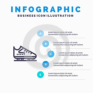 Boot, Ice, Skate, Skates, Skating Line icon with 5 steps presentation infographics Background