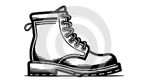 Boot icon. Hiking boots icon. Vector illustration. Black shoe symbol on white background