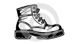 Boot icon. Hiking boots icon. Vector illustration. Black shoe symbol on white background